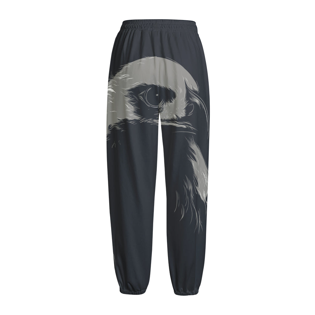 Monochrome Eagle Print Fleece Lined Knit Pants