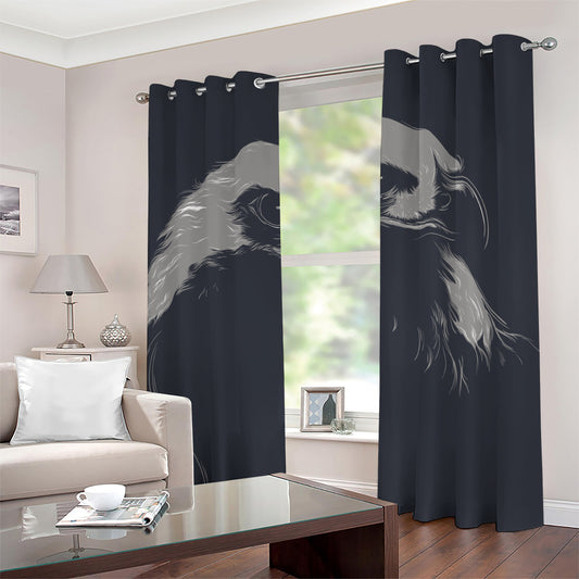 Monochrome Eagle Print Grommet Curtains