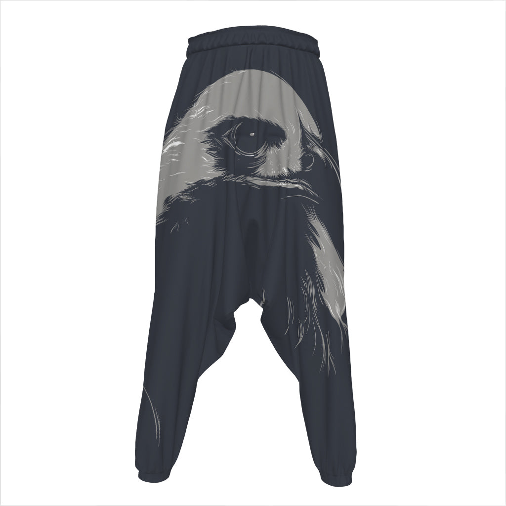 Monochrome Eagle Print Hammer Pants