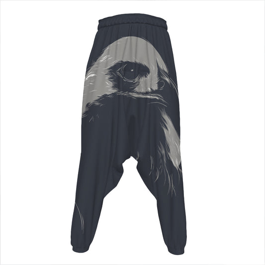 Monochrome Eagle Print Hammer Pants