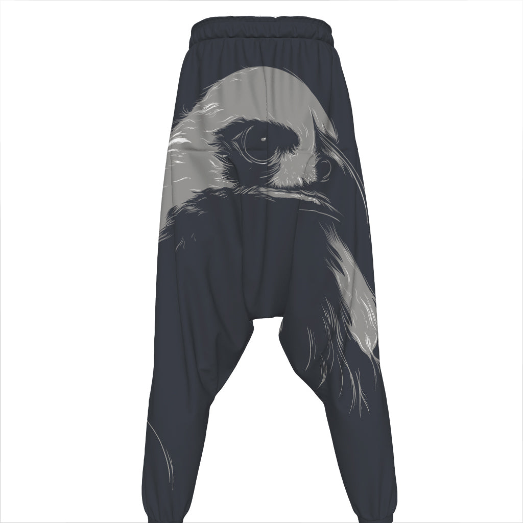 Monochrome Eagle Print Hammer Pants
