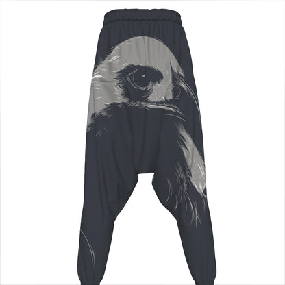 Monochrome Eagle Print Hammer Pants