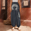 Monochrome Eagle Print Harem Pants