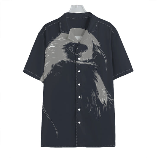 Monochrome Eagle Print Hawaiian Shirt