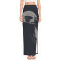 Monochrome Eagle Print High Slit Maxi Skirt