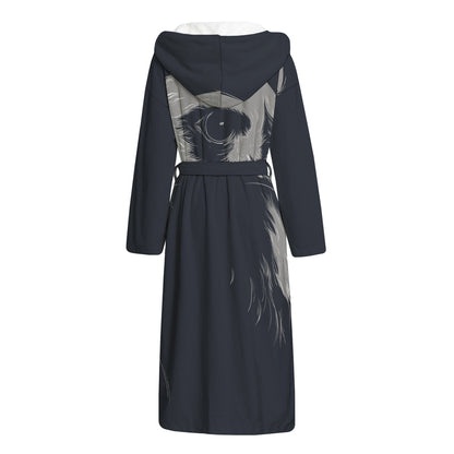 Monochrome Eagle Print Hooded Bathrobe