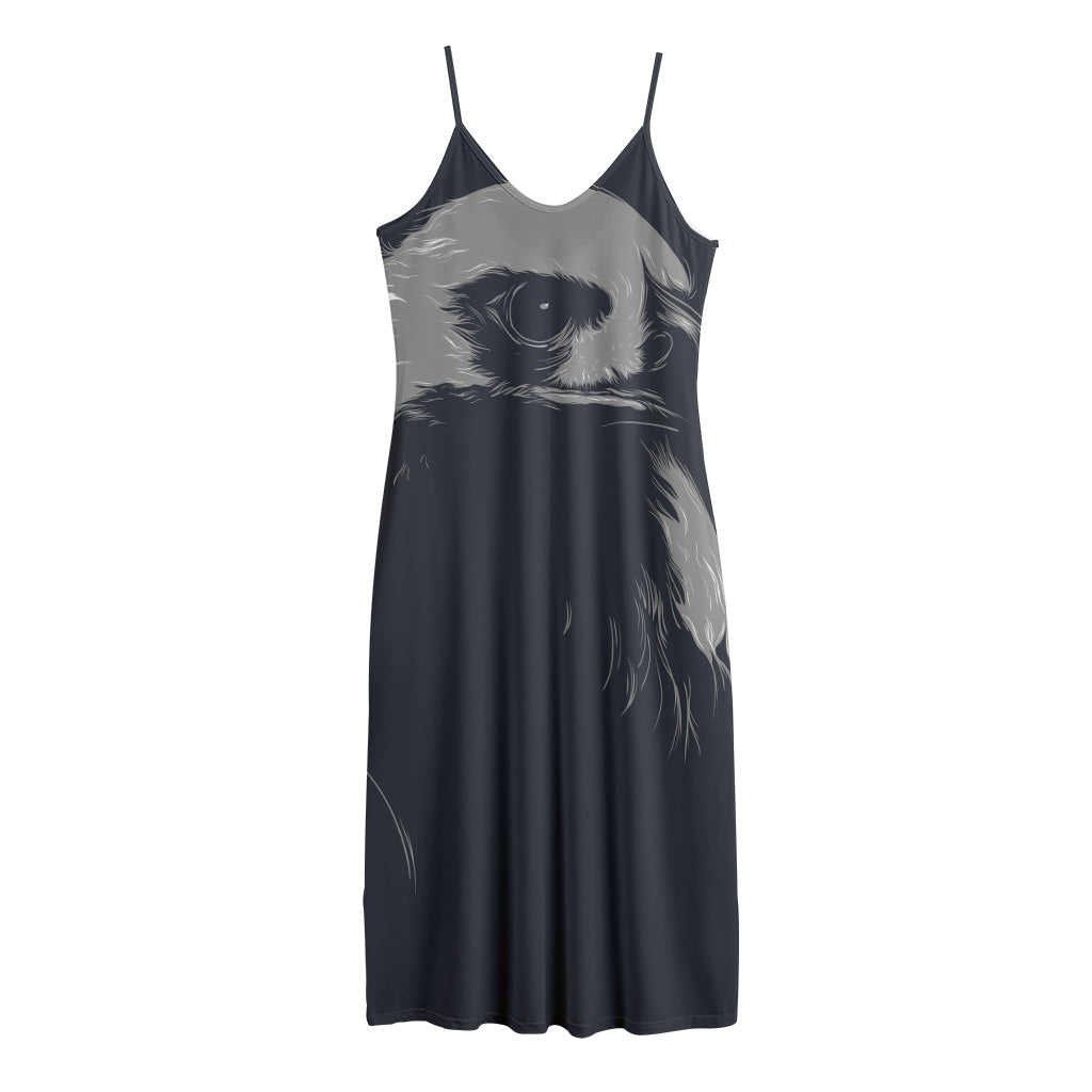 Monochrome Eagle Print Jersey Midi Cami Dress