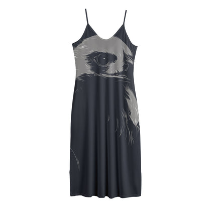 Monochrome Eagle Print Jersey Midi Cami Dress