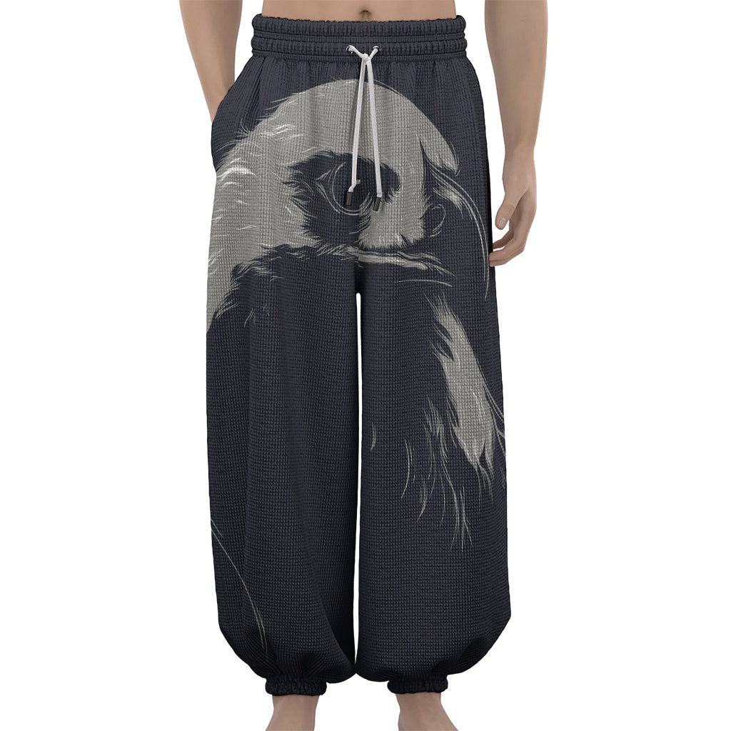 Monochrome Eagle Print Lantern Pants