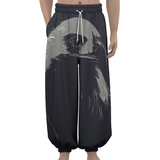 Monochrome Eagle Print Lantern Pants