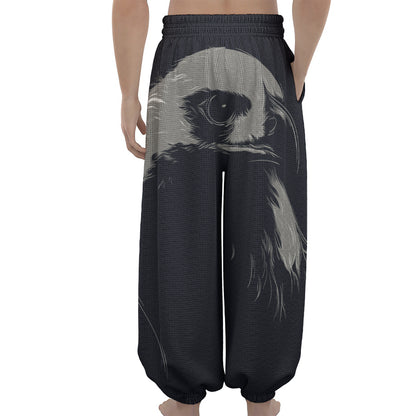 Monochrome Eagle Print Lantern Pants