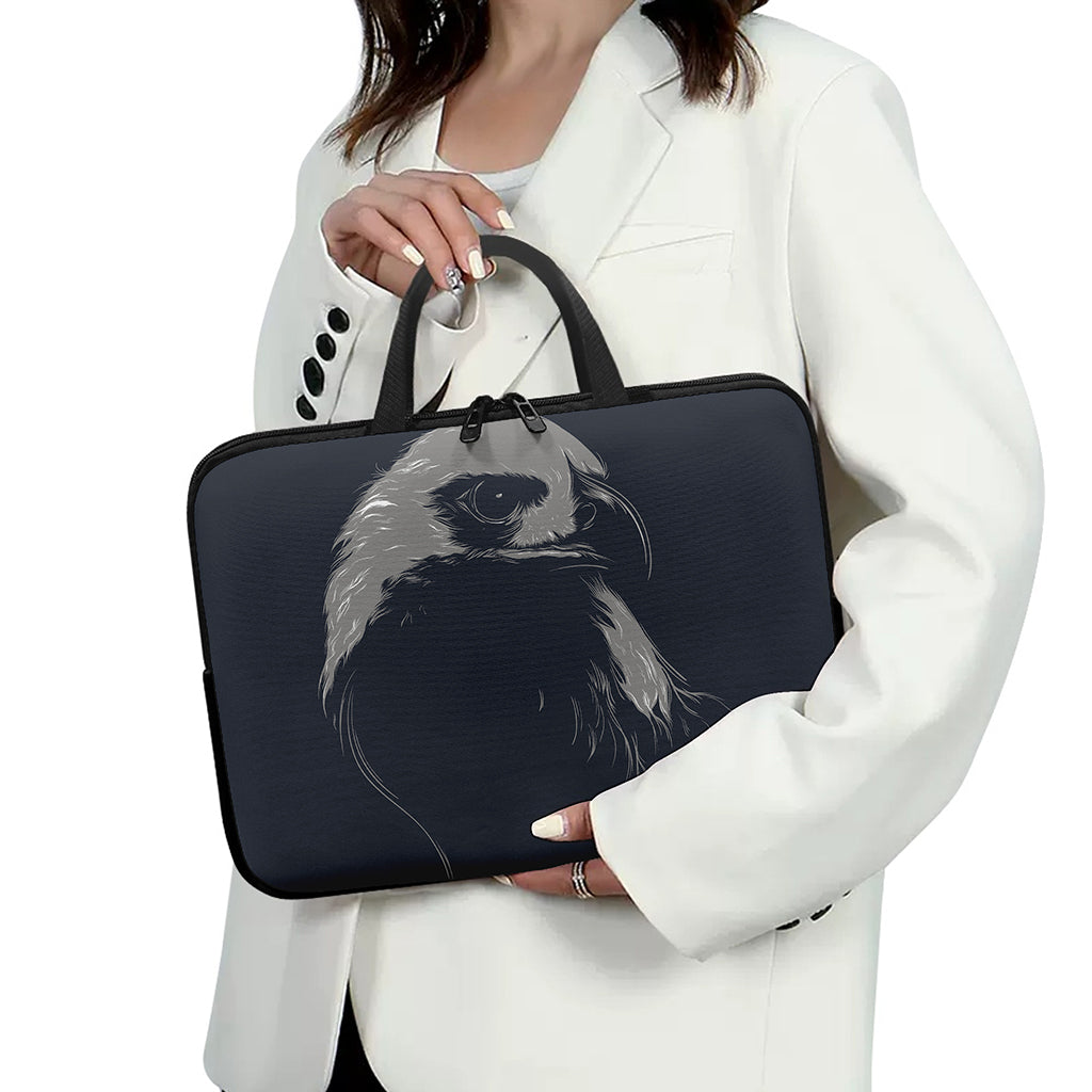 Monochrome Eagle Print Laptop Sleeve With Handle