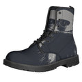 Monochrome Eagle Print Lace-Up Boots