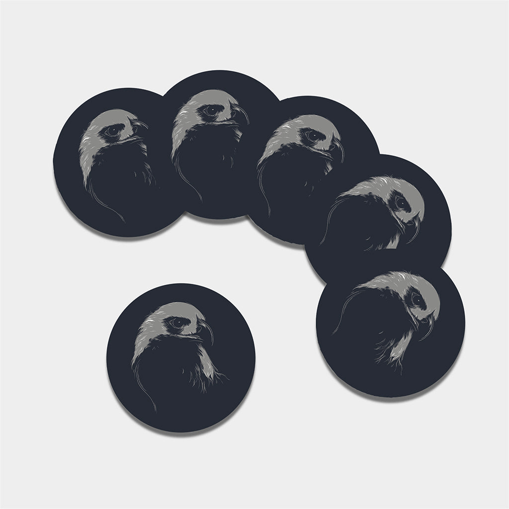 Monochrome Eagle Print Leather Coaster Set