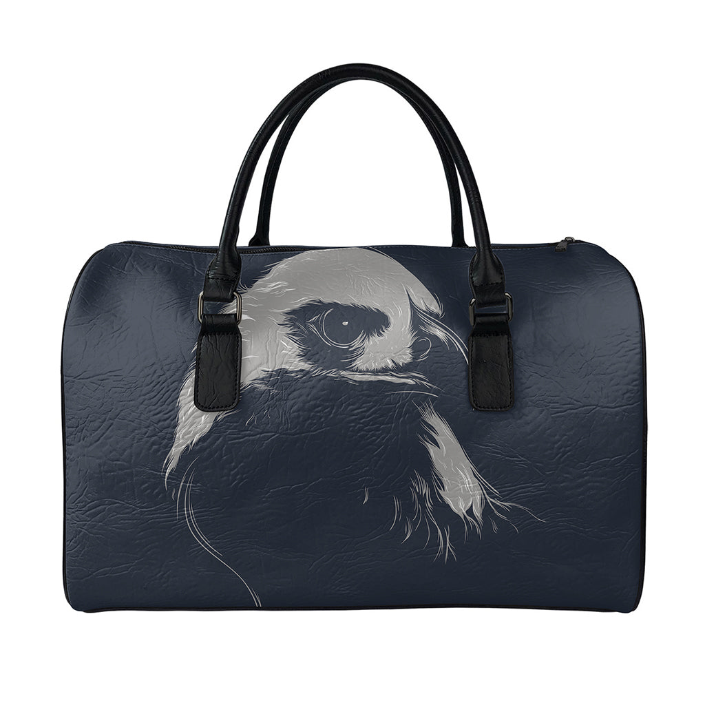 Monochrome Eagle Print Leather Duffle Bag