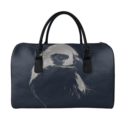 Monochrome Eagle Print Leather Duffle Bag