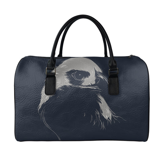 Monochrome Eagle Print Leather Duffle Bag