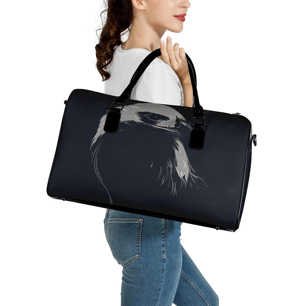Monochrome Eagle Print Leather Duffle Bag