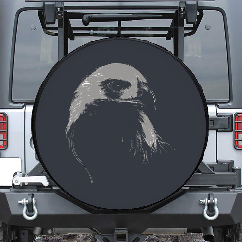 Monochrome Eagle Print Leather Spare Tire Cover