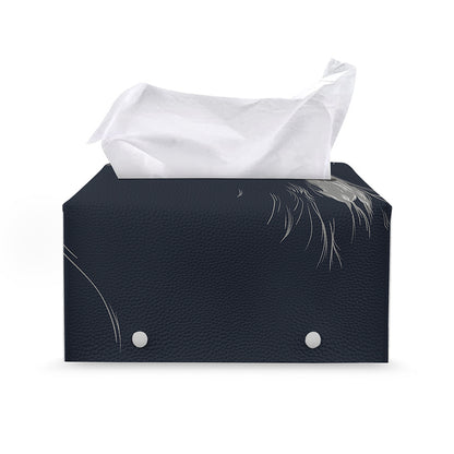 Monochrome Eagle Print Leather Tissue Box Cover
