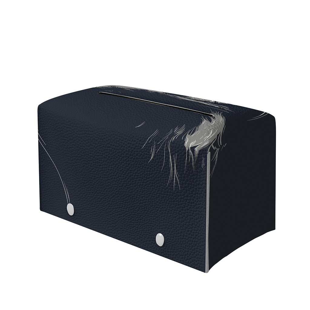 Monochrome Eagle Print Leather Tissue Box Cover