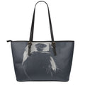 Monochrome Eagle Print Leather Tote Bag With Zipper