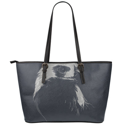 Monochrome Eagle Print Leather Tote Bag
