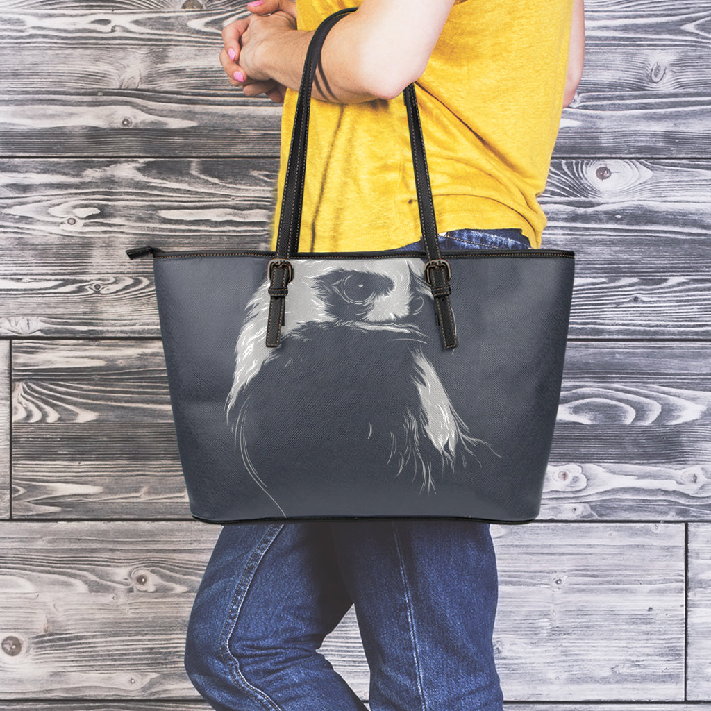 Monochrome Eagle Print Leather Tote Bag