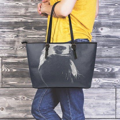 Monochrome Eagle Print Leather Tote Bag