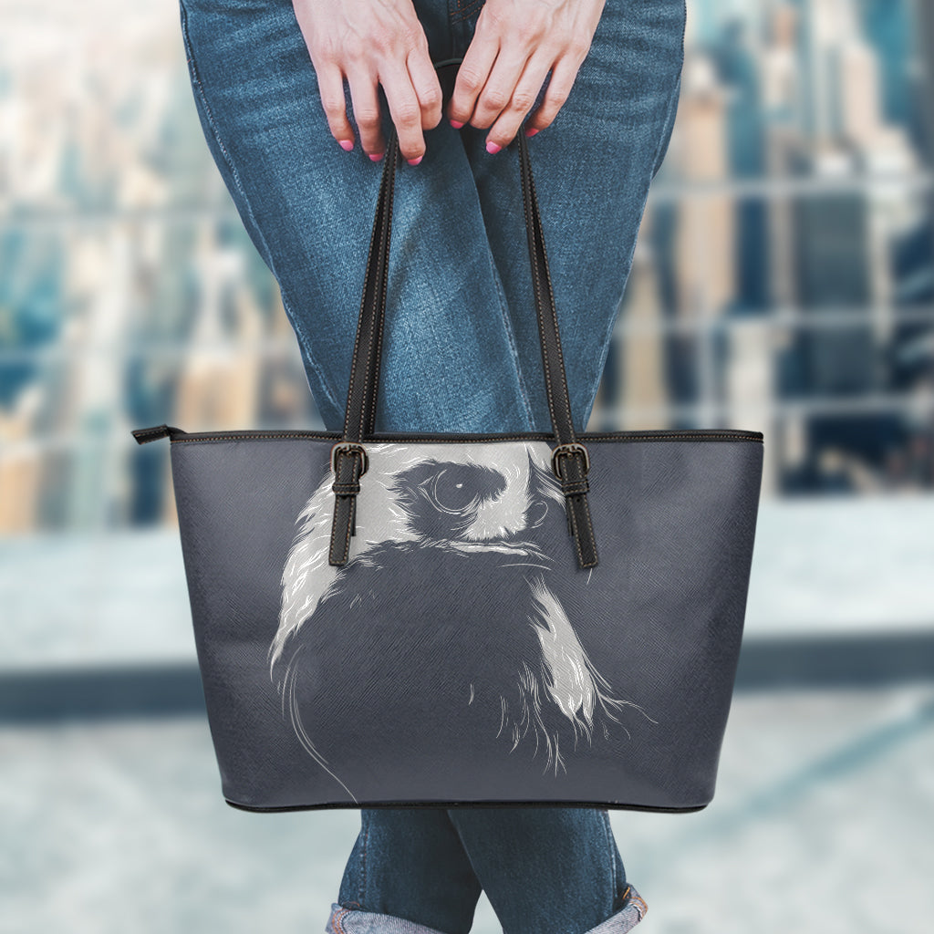 Monochrome Eagle Print Leather Tote Bag