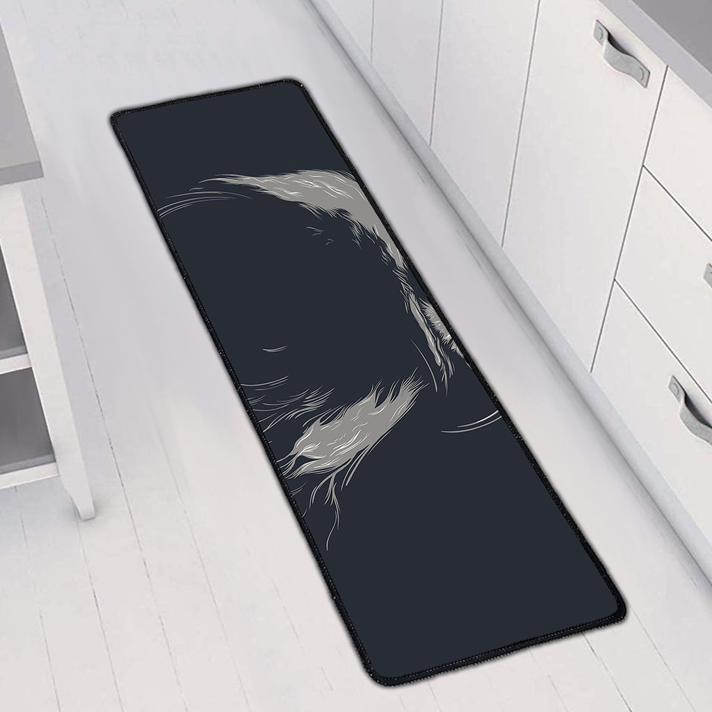 Monochrome Eagle Print Long Kitchen Mat