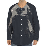 Monochrome Eagle Print Long Sleeve Baseball Jersey