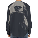 Monochrome Eagle Print Long Sleeve Baseball Jersey