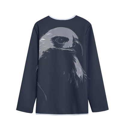 Monochrome Eagle Print Long Sleeve Short Coat