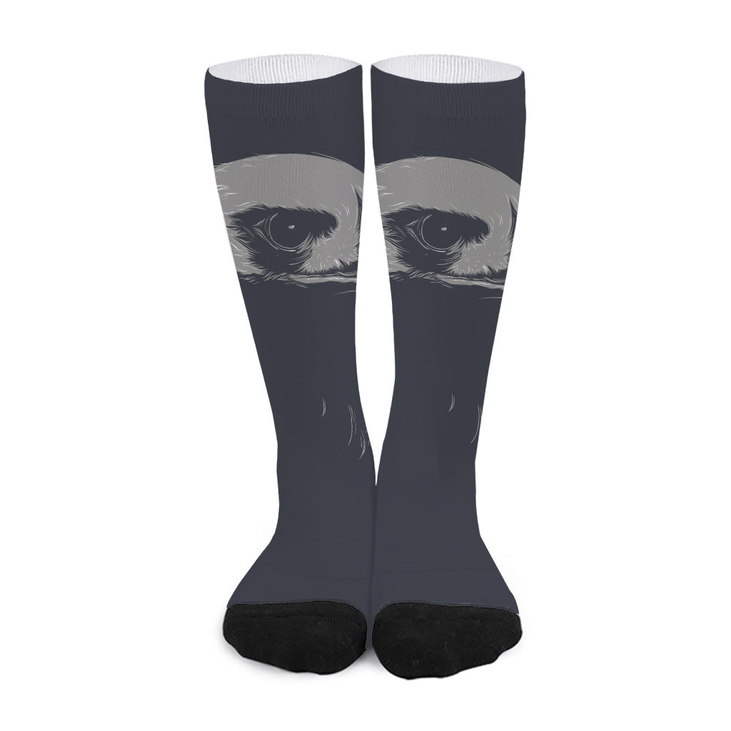Monochrome Eagle Print Long Socks