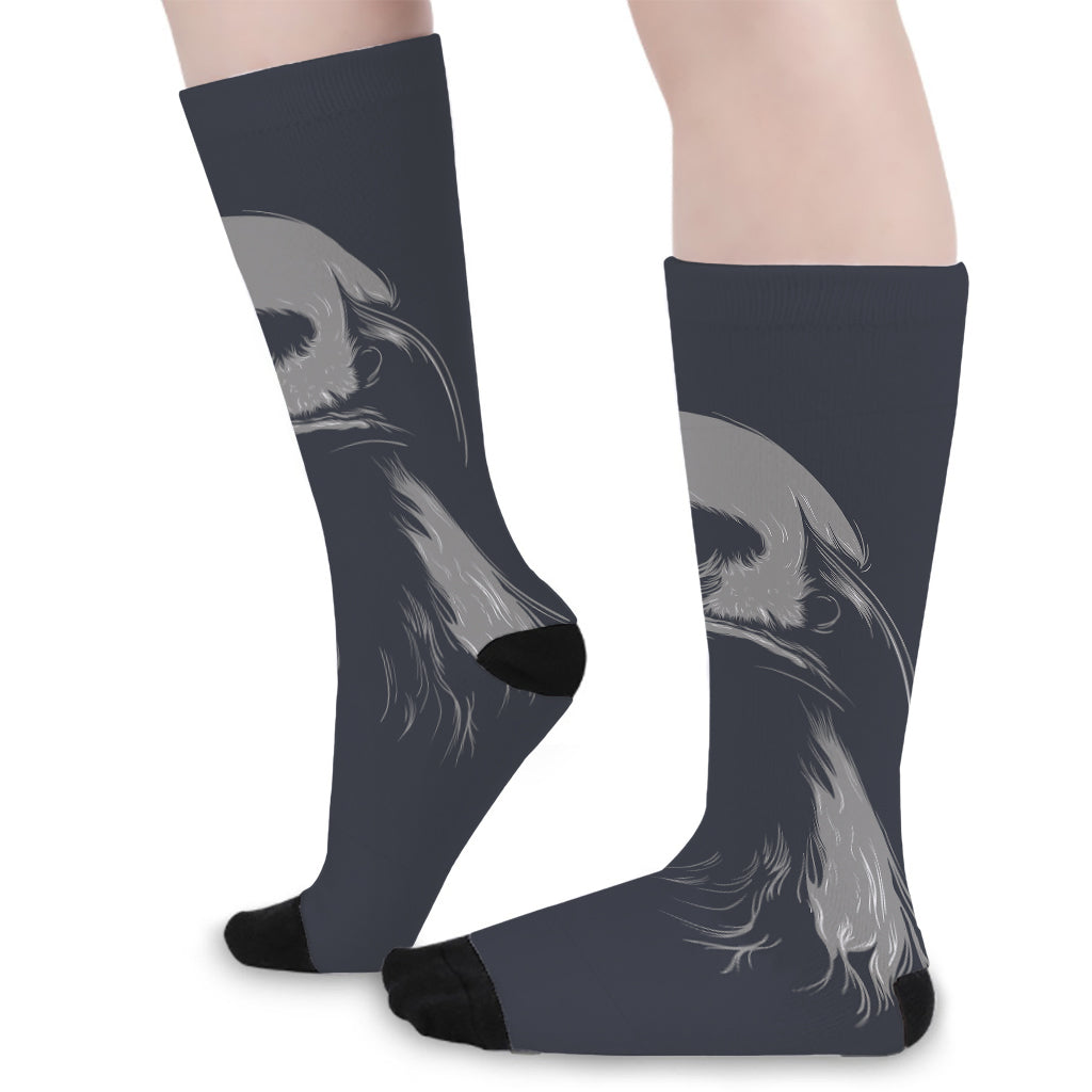 Monochrome Eagle Print Long Socks