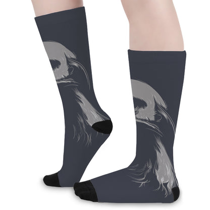 Monochrome Eagle Print Long Socks