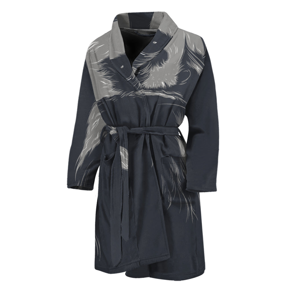 Monochrome Eagle Print Men's Bathrobe