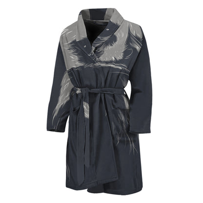 Monochrome Eagle Print Men's Bathrobe
