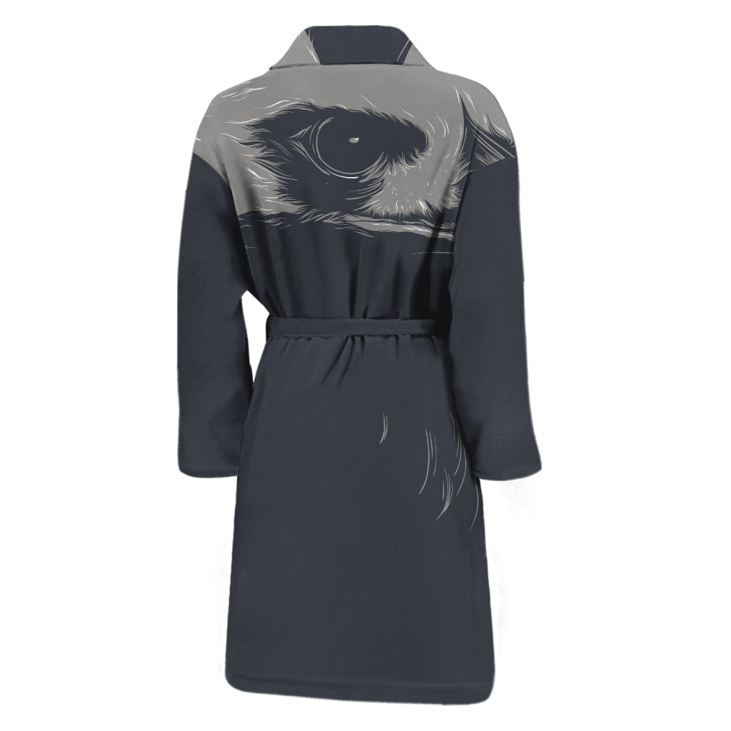 Monochrome Eagle Print Men's Bathrobe