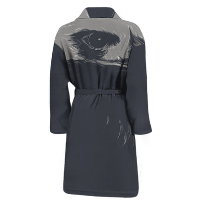Monochrome Eagle Print Men's Bathrobe