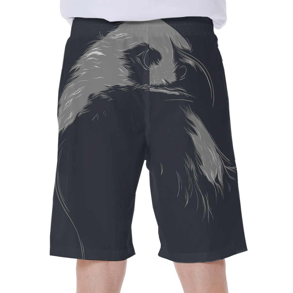 Monochrome Eagle Print Men's Beach Shorts