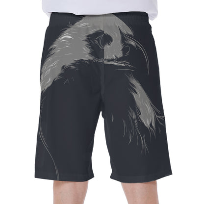 Monochrome Eagle Print Men's Beach Shorts