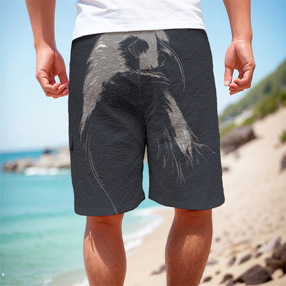 Monochrome Eagle Print Men's Cargo Shorts