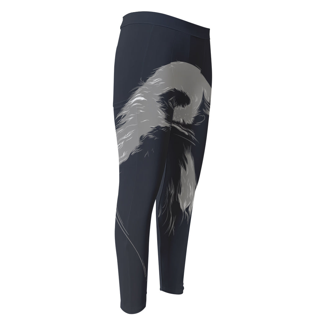 Monochrome Eagle Print Men's Compression Pants