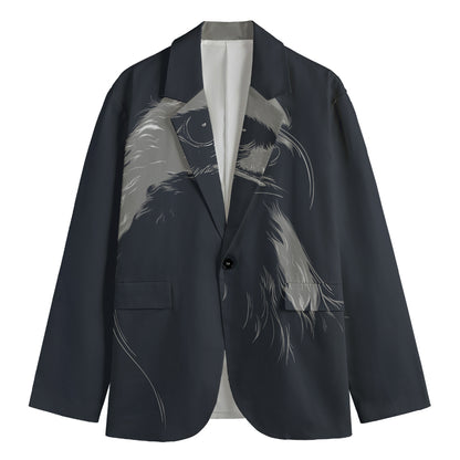 Monochrome Eagle Print Men's Cotton Blazer