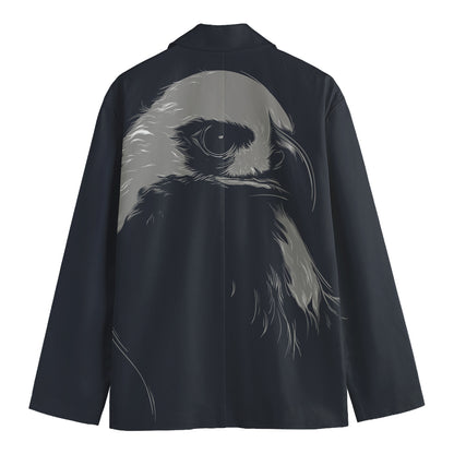 Monochrome Eagle Print Men's Cotton Blazer