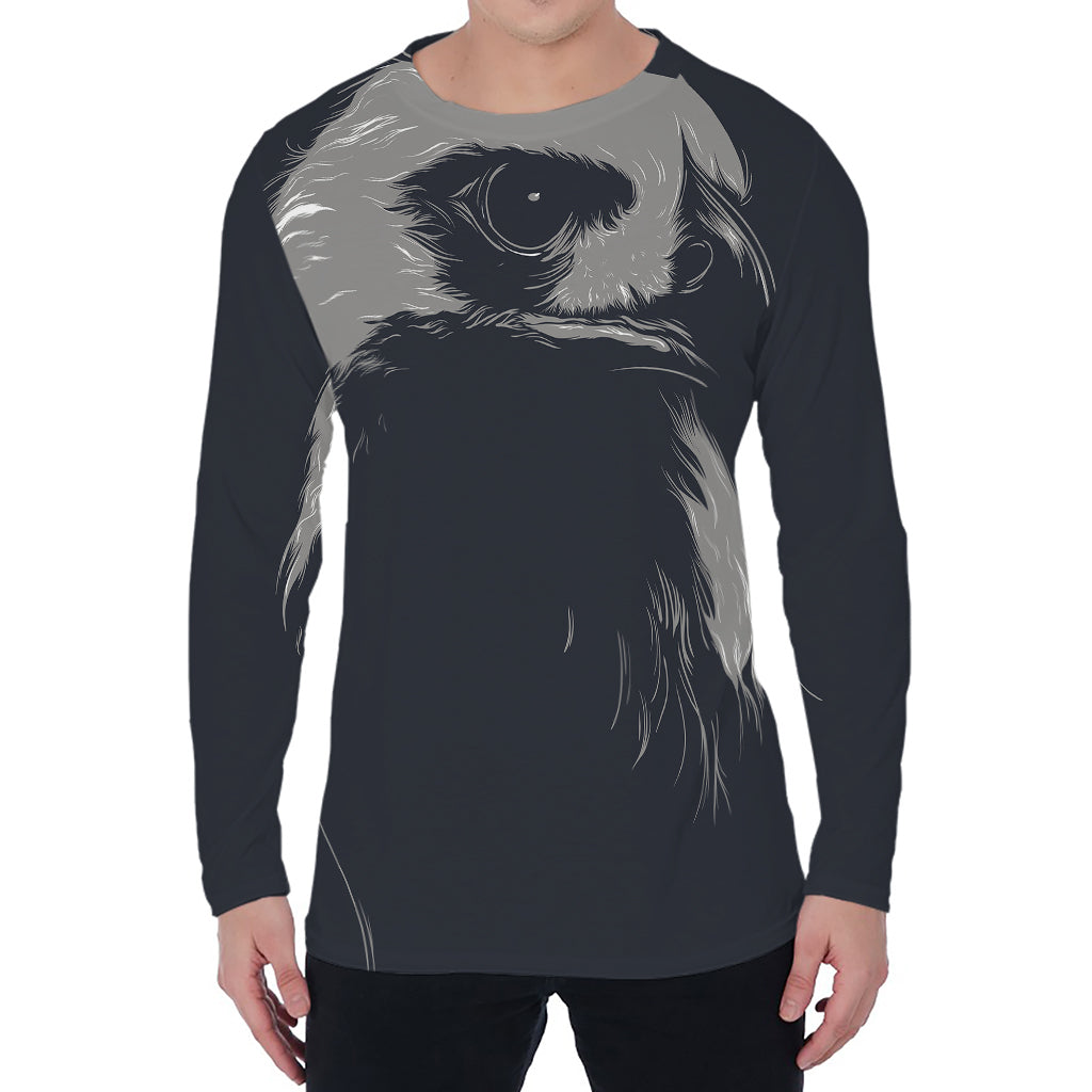 Monochrome Eagle Print Men's Long Sleeve T-Shirt