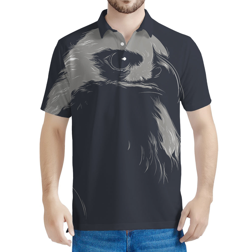 Monochrome Eagle Print Men's Polo Shirt