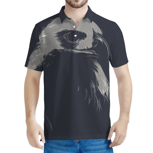 Monochrome Eagle Print Men's Polo Shirt